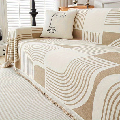 Wavy Sofa Cover - Chenille, Reversible Design, Boho Stripe