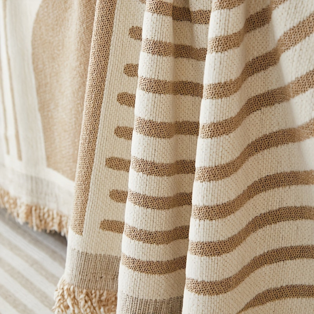 Wavy Sofa Cover - Chenille, Reversible Design, Boho Stripe