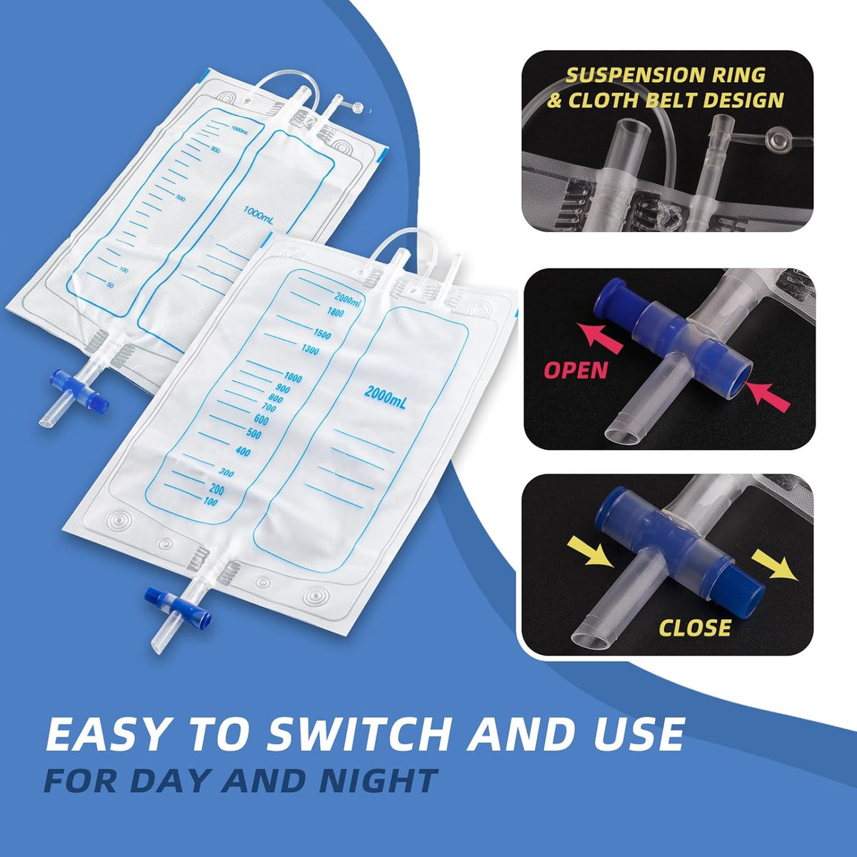 Portable Urinary Drainage System with Adjustable Belt & Leg Straps – 1000 mL Capacity for Mobility & Discretion