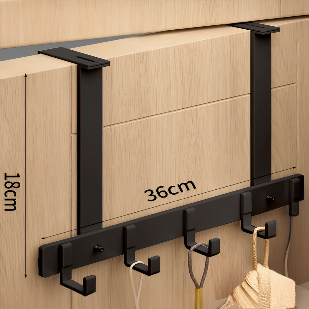 Wearclo | Over-the-Door Hook Rack with 6 Sturdy Hooks for Space-Saving Organization