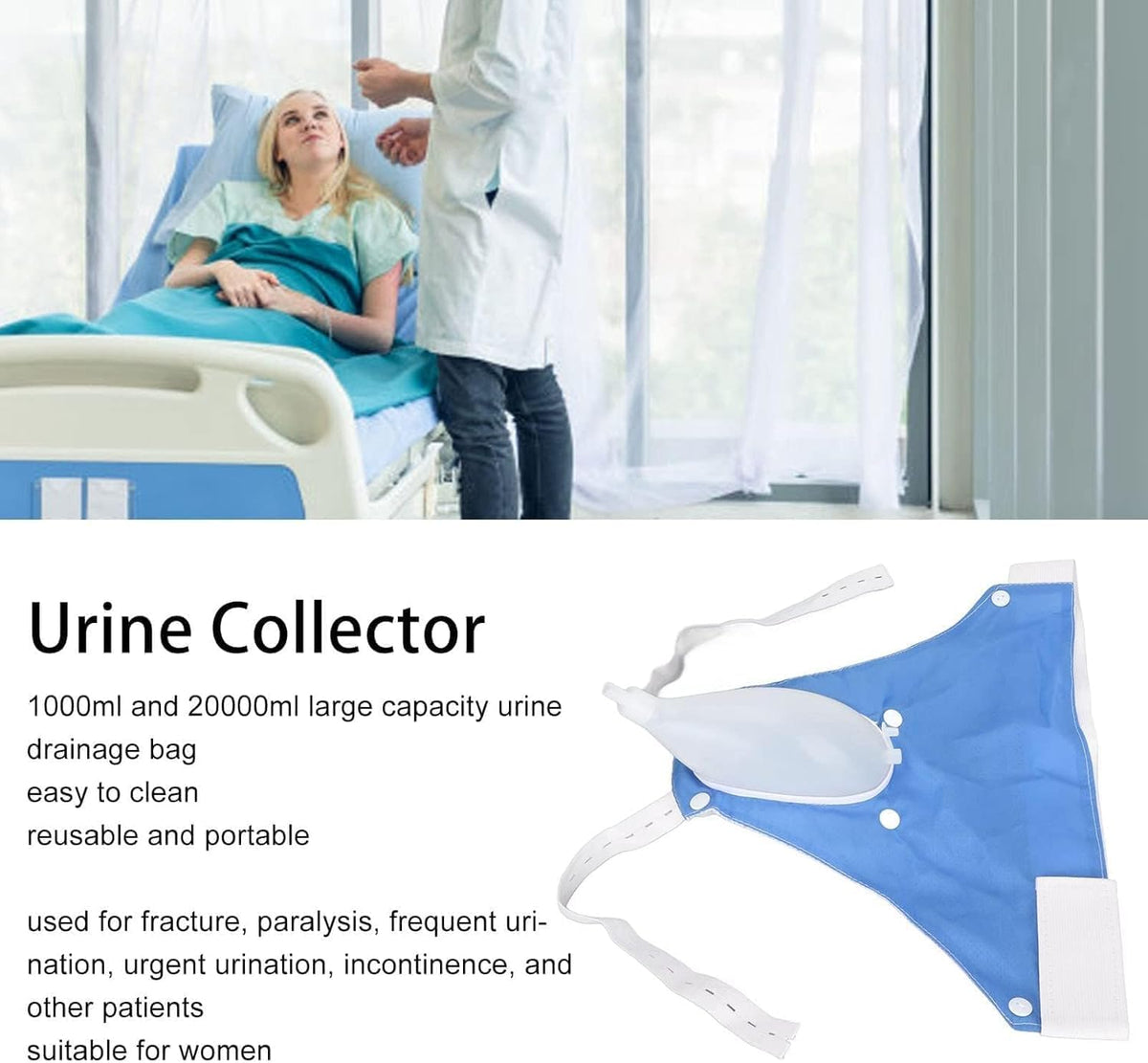 Urinary Collection System, Reusable Urine Bag with Leg Strap for Male and Female, Urine Drainage Bag for Day and Night
