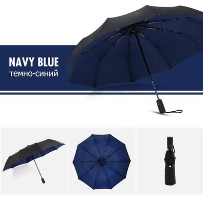 Wearclo | Wind-Resistant Storm Umbrella with Automatic Open Button | Portable Protection Against Rain and Wind