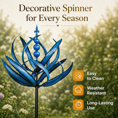 Lotus-Shaped Metal Wind Spinner | Weather Vane | Rust-Resistant