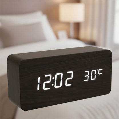 Digital Alarm Clock with Wireless Charging Pad & LED Display – Temperature, Humidity Monitor, 3 Alarms