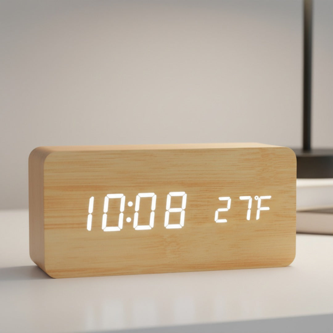 Digital Alarm Clock with Wireless Charging Pad & LED Display – Temperature, Humidity Monitor, 3 Alarms
