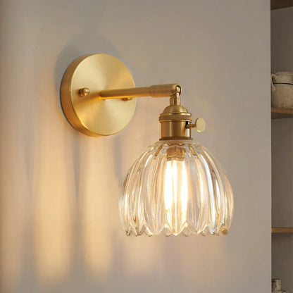 Vintage Tulip Glass Wall Sconce with Flower Shade – Classic Accent Light for Bedroom, Living Room, Hallway – E27 Socket