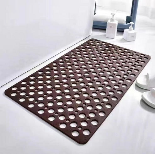 Non-Slip Bath Mat with Drainage Holes Gray 24x16 Inch PVC Quick-Dry Bathroom Safety Floor Liner for Shower Tub Wet Areas Home Spa Senior Acc