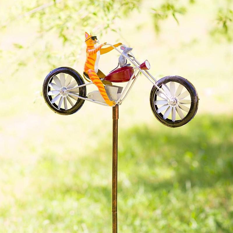Whimsical Animal Bicycle Windmill with Spinning Wheel | Unique Garden Decor for Playful Outdoor Spaces