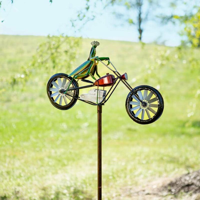 Metal Garden Windmill Spinner with Animals on Bicycle – Outdoor Yard Art Sculpture for Lawn & Patio Decoration