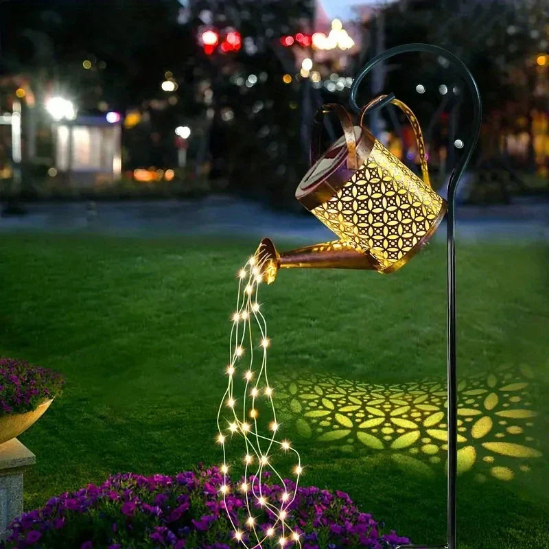 Whimsical Solar Lantern | Outdoor Hanging Lantern with Retro Watering Can Design | Charming Garden Decor for Nighttime Ambiance