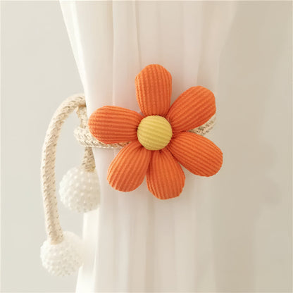 Whimsy Flower Curtain Tie Back - Embroidered Fabric, Pearl Buckle