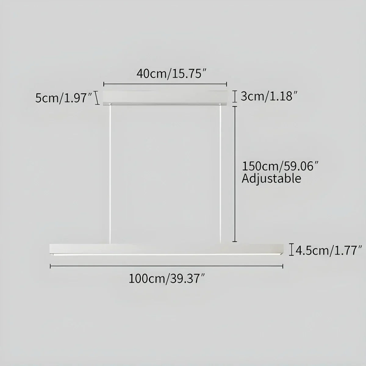 Linear LED Ceiling Fixture Black Aluminum Hanging Light for Dining Room Kitchen Island Office Desk Modern Minimalist Suspended Lamp Adjustab