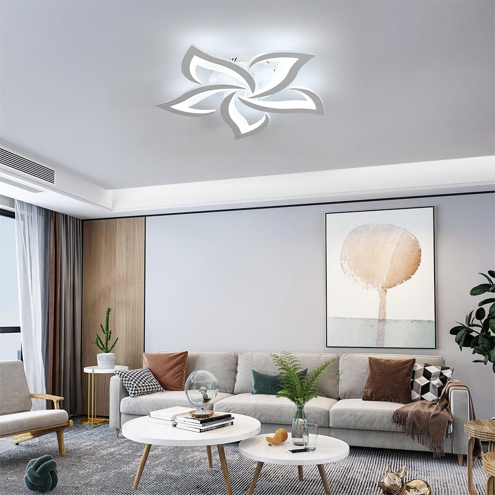 Flush Mount LED Fixture Metal Acrylic Black Layered Floral Pattern for Bedroom Living Room Hallway Contemporary Home Decor Overhead Light