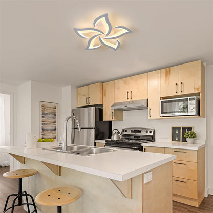 LED Flush Mount Light Fixture with Floral Layered Design for Bedroom, Entryway & Living Spaces | 22 in Black Metal Modern Low Profile Ambien