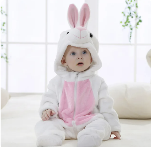 Infant Zip-Up Hooded Sleeper with Animal Character Costume Design for Boys & Girls | Soft Cotton Poly Blend Loungewear Pajamas for Babies 0-