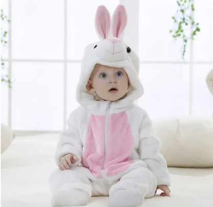 Infant Zip-Up Hooded Sleeper with Animal Character Costume Design for Boys & Girls | Soft Cotton Poly Blend Loungewear Pajamas for Babies 0-