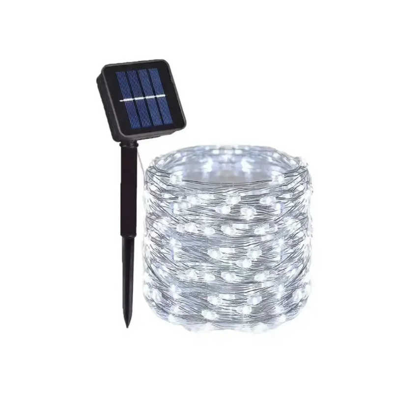 Solar String Lights Outdoor Waterproof 8 Modes Flexible Copper Wire LED Fairy Lights for Patio Garden Deck Fence Party Decor Year-Round