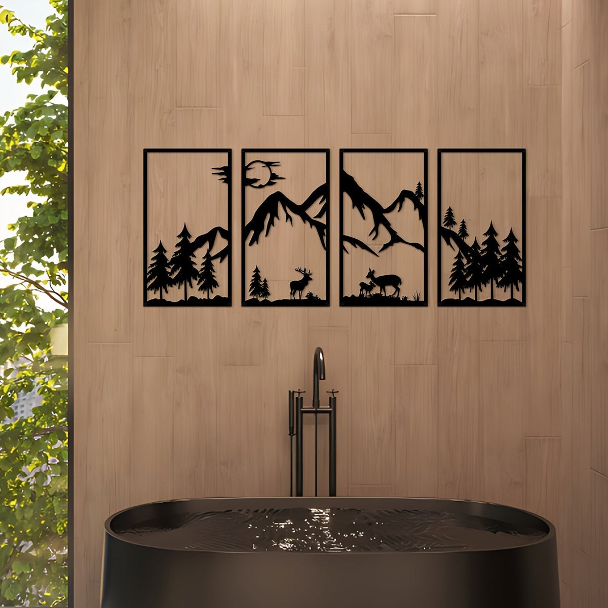 WildMont Vista Metal Wall Art Set – Nature-Inspired Mountain and Wildlife Decor