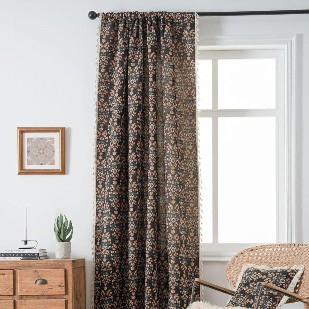 Wilder Curtains for Living Room - Jacquard Fabric with Tassels