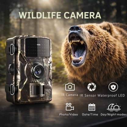 Motion-Activated Trail Camera with Night Vision for Outdoor Wildlife Monitoring & Security | Weatherproof Infrared Game Cam for Deer Hunting