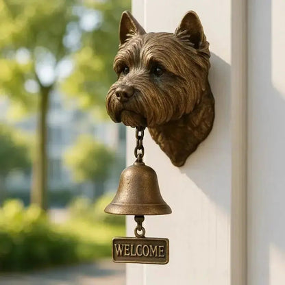 Cast Iron Dog Doorbell with Aged Bronze Finish for Front Porch, Entryway & Garden Gate Decor