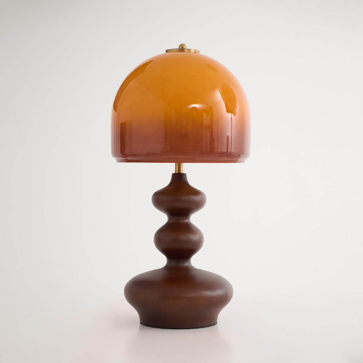 Wooden Desk Lamp with Amber Glass Shade 10 in × 20 in for Nightstand Bedroom Office Cozy Reading Light