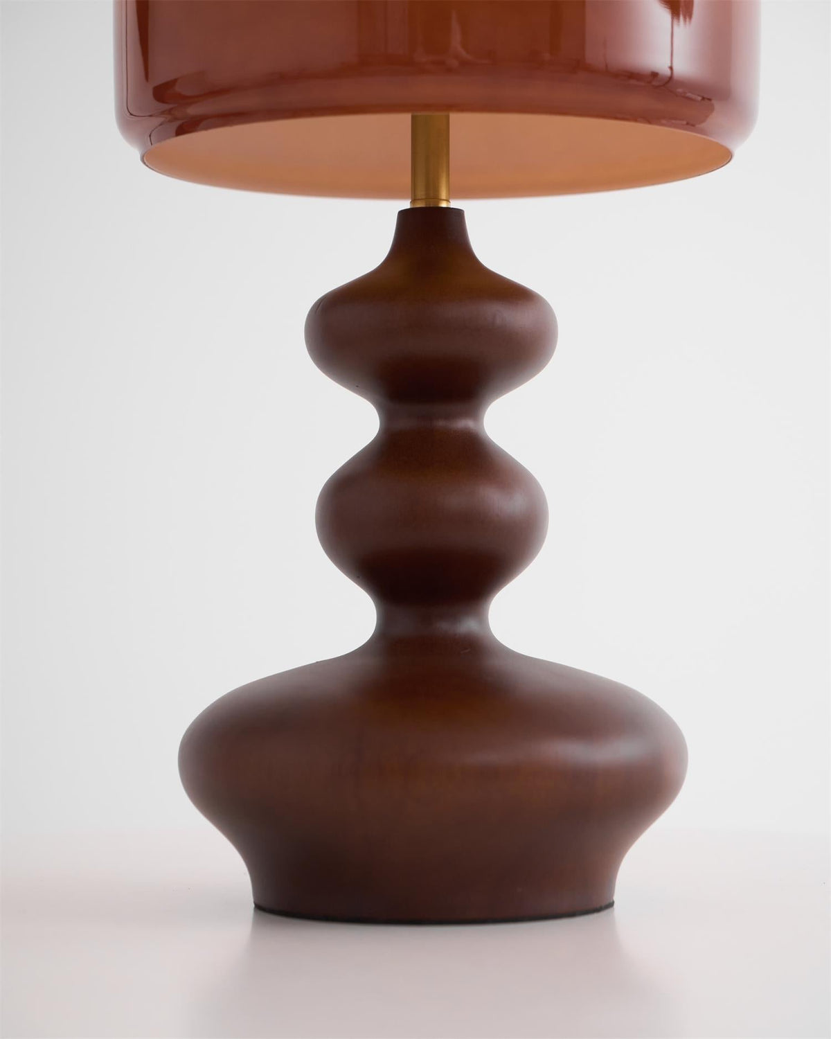 Wooden Desk Lamp with Amber Glass Shade 10 in × 20 in for Nightstand Bedroom Office Cozy Reading Light