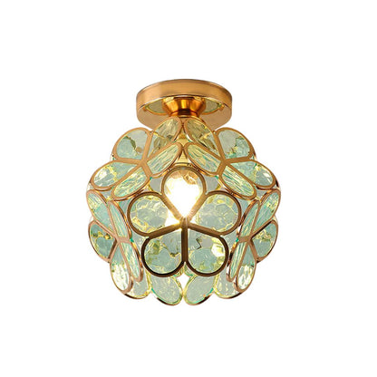 Flush Mount Flower Fixture in Gold with Acrylic Shade for Entryway Bedroom Small Spaces 8-Inch Modern LED Overhead Home Lighting