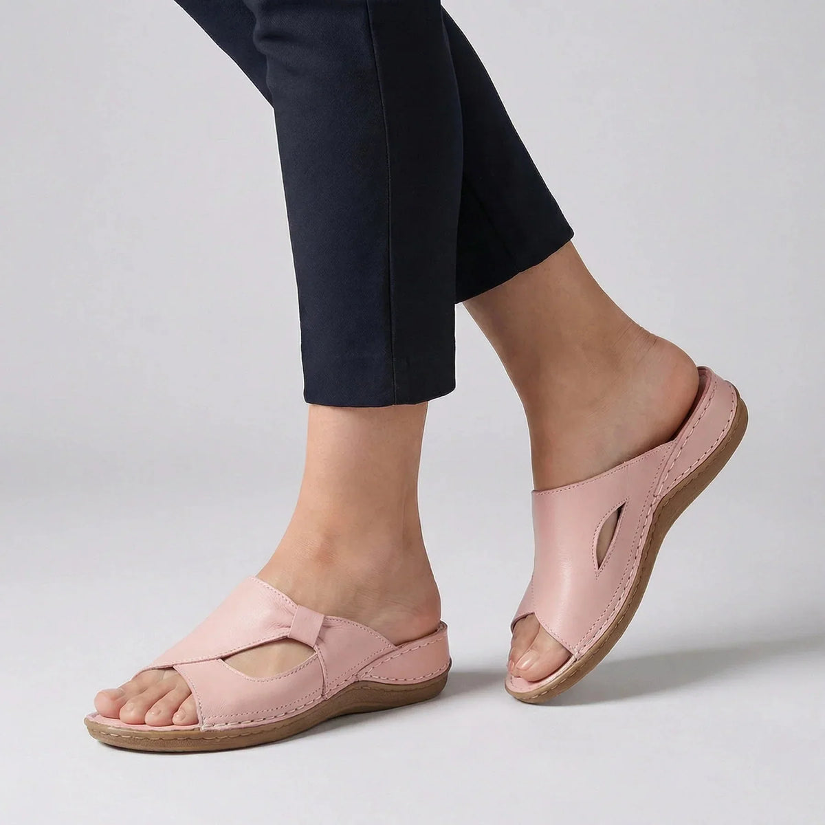 Women's Arch Support Sandals Genuine Leather Cushioned Footbed Slip-Resistant Summer Footwear for Walking Casual Everyday Wear