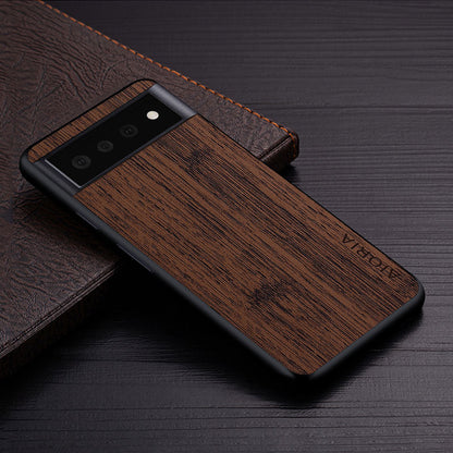 Google Pixel Natural Wood Grain Phone Case – Premium PU Leather with Raised Edge Protection for Screen & Camera