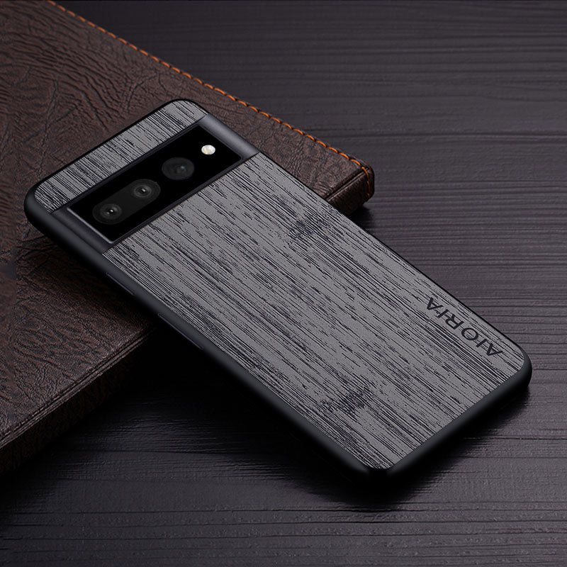 Google Pixel Natural Wood Grain Phone Case – Premium PU Leather with Raised Edge Protection for Screen & Camera