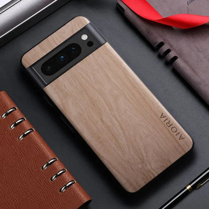 Wood Grain Phone Case for Google Pixel – Slim Protective Cover with Anti-Fingerprint Finish & Raised Edges – Fits Pixel 7A through 11 Pro
