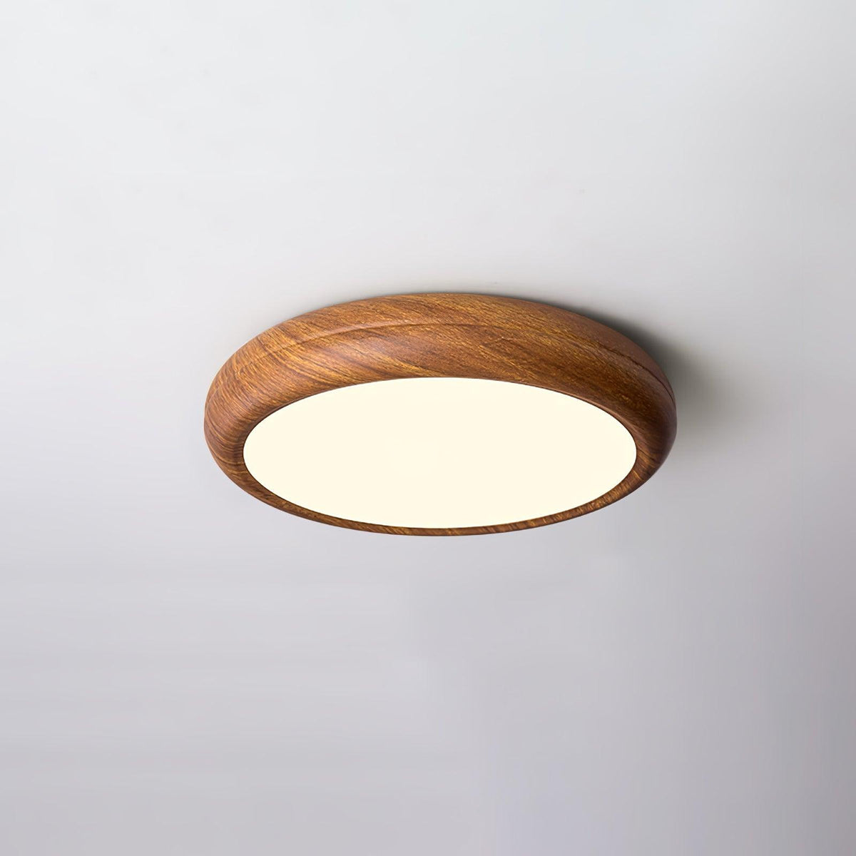 LED Flush Mount Ceiling Fixture 20 in Walnut Finish for Bedroom Living Room Kitchen Low Profile Integrated Light Acrylic Diffuser Modern Min