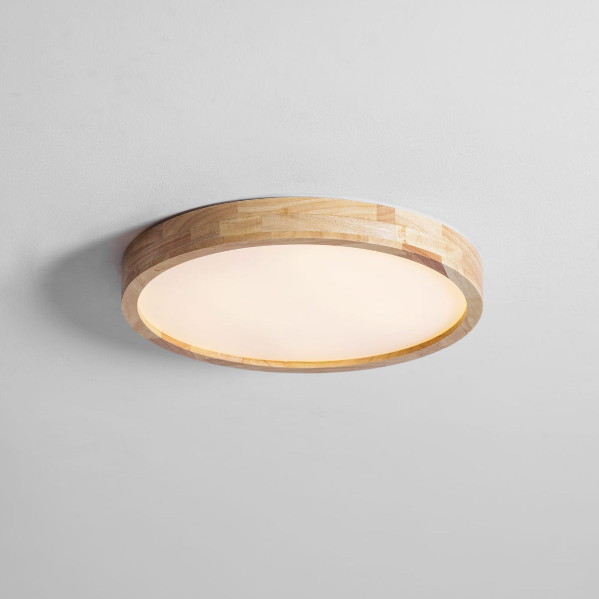 LED Flush Mount Ceiling Light with Rubberwood Frame & Dimmable Acrylic Panel for Bedroom Living Room Dining Room Kitchen Hallway Modern Mini