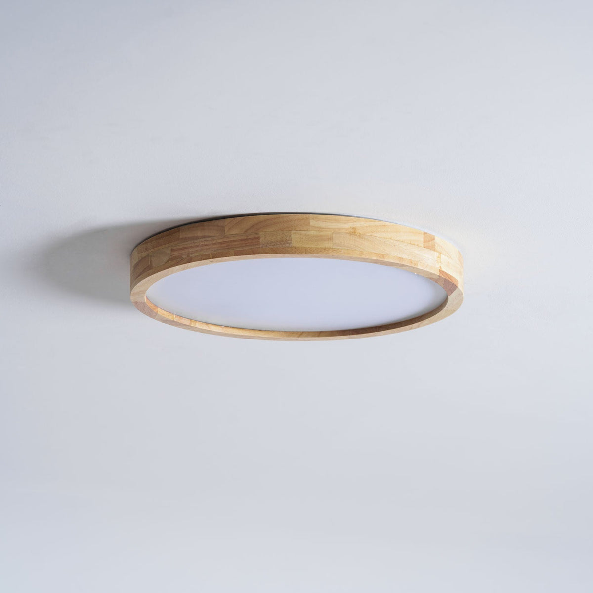 LED Flush Mount Ceiling Light with Rubberwood Frame & Dimmable Acrylic Panel for Bedroom Living Room Dining Room Kitchen Hallway Modern Mini