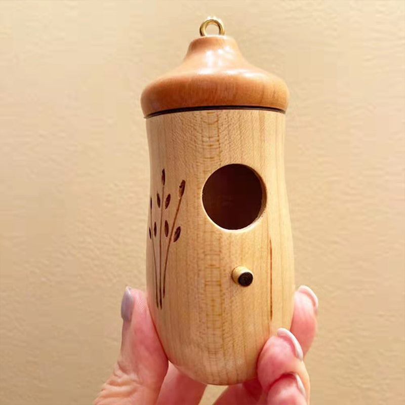 Handcrafted Timber Hummingbird Nesting Shelter – Solid Wood Garden Birdhouse with Entry Hole & Hanging Loop for Backyard Wildlife, Patio