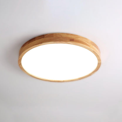 LED Flush Mount Ceiling Light with Rubberwood Frame & Dimmable Acrylic Panel for Bedroom Living Room Dining Room Kitchen Hallway Modern Mini