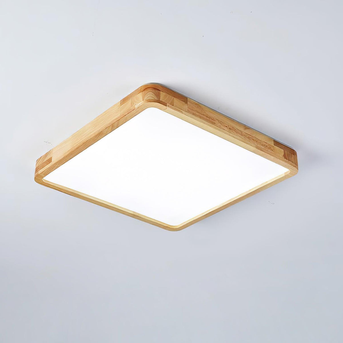 LED Flush Mount Ceiling Light with Rubberwood Frame & Dimmable Acrylic Panel for Bedroom Living Room Dining Room Kitchen Hallway Modern Mini