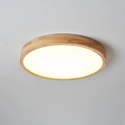LED Flush Mount Ceiling Light with Rubberwood Frame & Dimmable Acrylic Panel for Bedroom Living Room Dining Room Kitchen Hallway Modern Mini