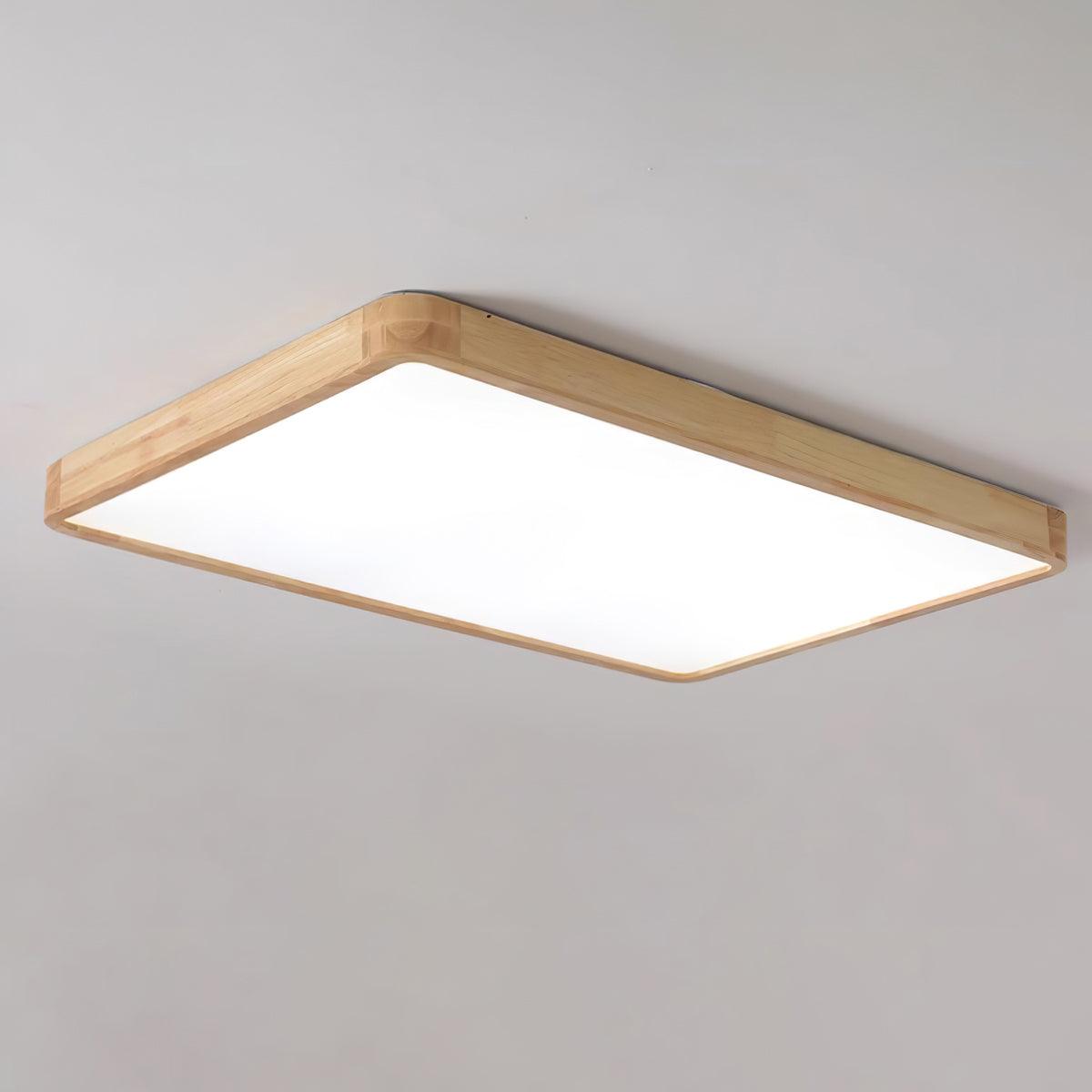 LED Flush Mount Ceiling Light with Rubberwood Frame & Dimmable Acrylic Panel for Bedroom Living Room Dining Room Kitchen Hallway Modern Mini