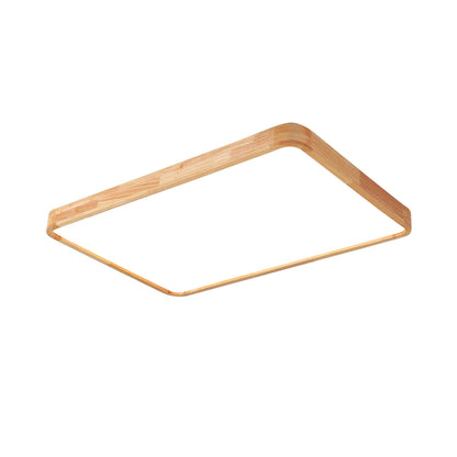 LED Flush Mount Ceiling Light with Rubberwood Frame & Dimmable Acrylic Panel for Bedroom Living Room Dining Room Kitchen Hallway Modern Mini