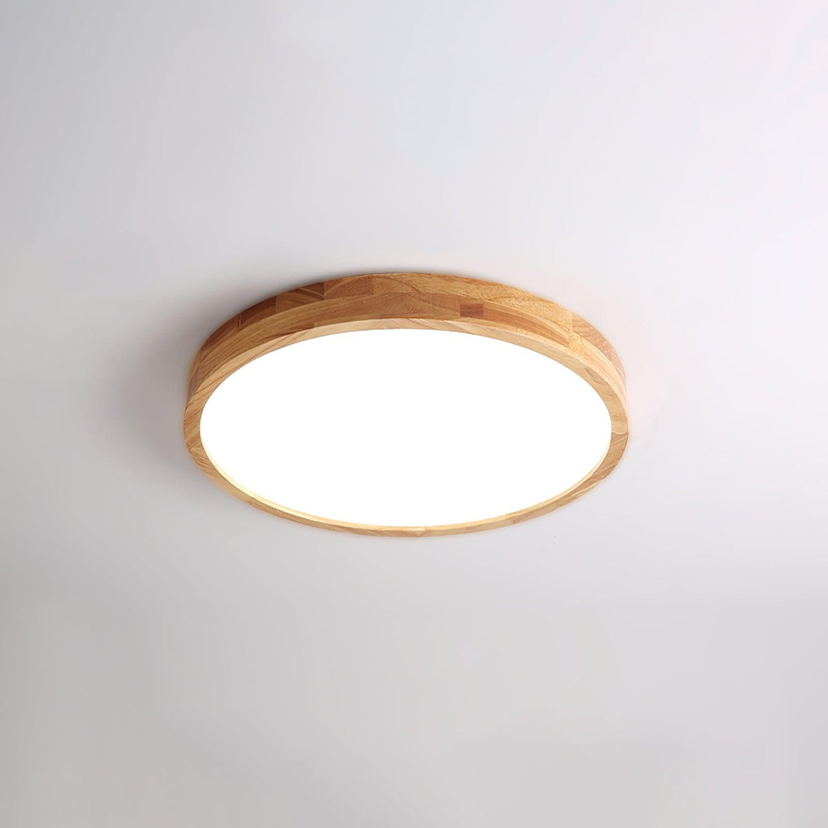 LED Flush Mount Ceiling Light with Rubberwood Frame & Dimmable Acrylic Panel for Bedroom Living Room Dining Room Kitchen Hallway Modern Mini