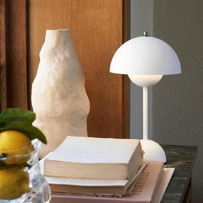 Portable Rechargeable LED Mushroom Lamp — Cordless Nightstand Light with 2000mAh Battery, Warm 3000K Glow for Bedroom, Living Room & Home Of