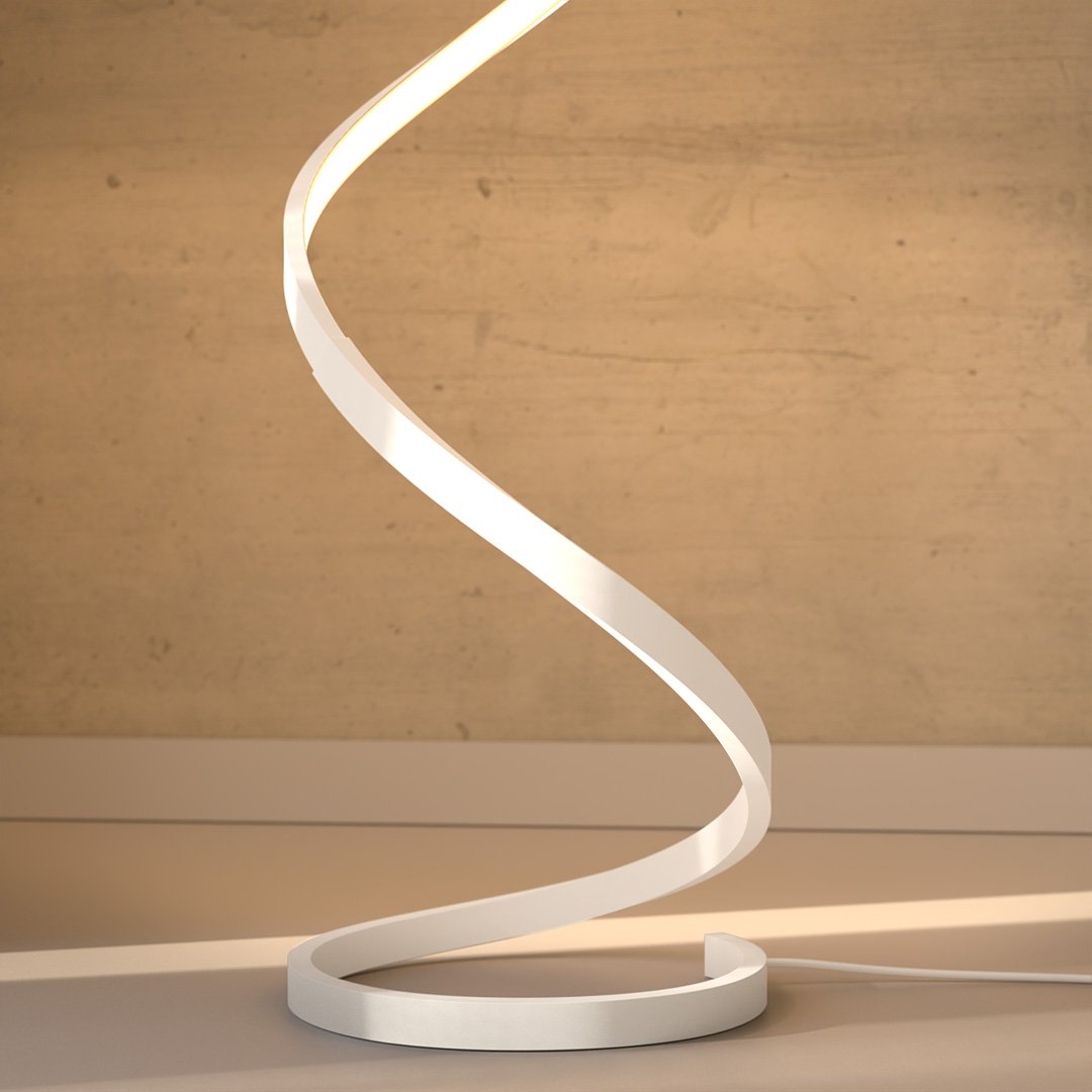 Sculptural Spiral LED Standing Lamp 52 inches Adjustable Brightness Aluminum Contemporary Living Room Bedroom Home Office Remote Dimmable
