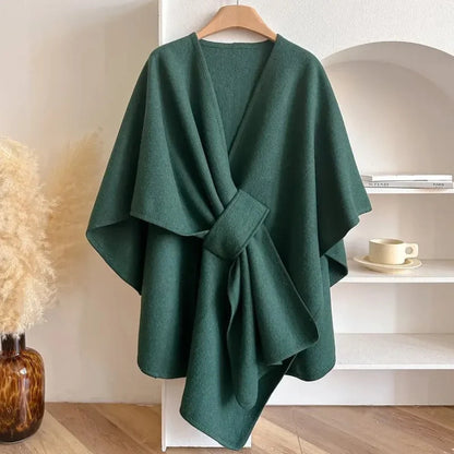 Wynter Poncho Coat - Polyester-Wool Blend, One Size