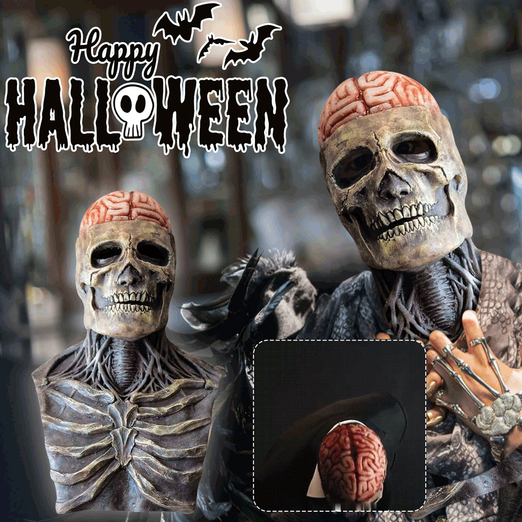 Creepy Skeleton Mask | Realistic Skull Mask with Moving Jaw for Halloween Fun