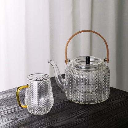 Borosilicate Glass Tea Pot with Infuser 34 oz Clear Heat-Resistant Kettle for Loose Leaf & Blooming Tea Brewing