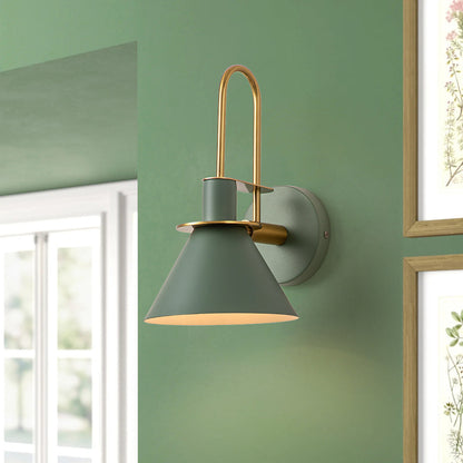 Adjustable Gooseneck Reading Sconce Metal Cone Shade Wall Light for Bedroom Hallway Nightstand Modern Mid-Century Bedside Downlight