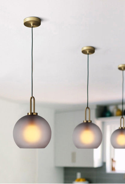 Glass Globe Hanging Light Fixture with Adjustable Cord for Dining Room Kitchen Island Bedroom Modern Minimalist Ceiling Pendant Lamp