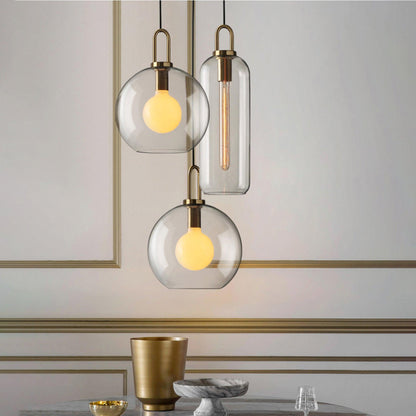 Glass Globe Hanging Light Fixture with Adjustable Cord for Dining Room Kitchen Island Bedroom Modern Minimalist Ceiling Pendant Lamp
